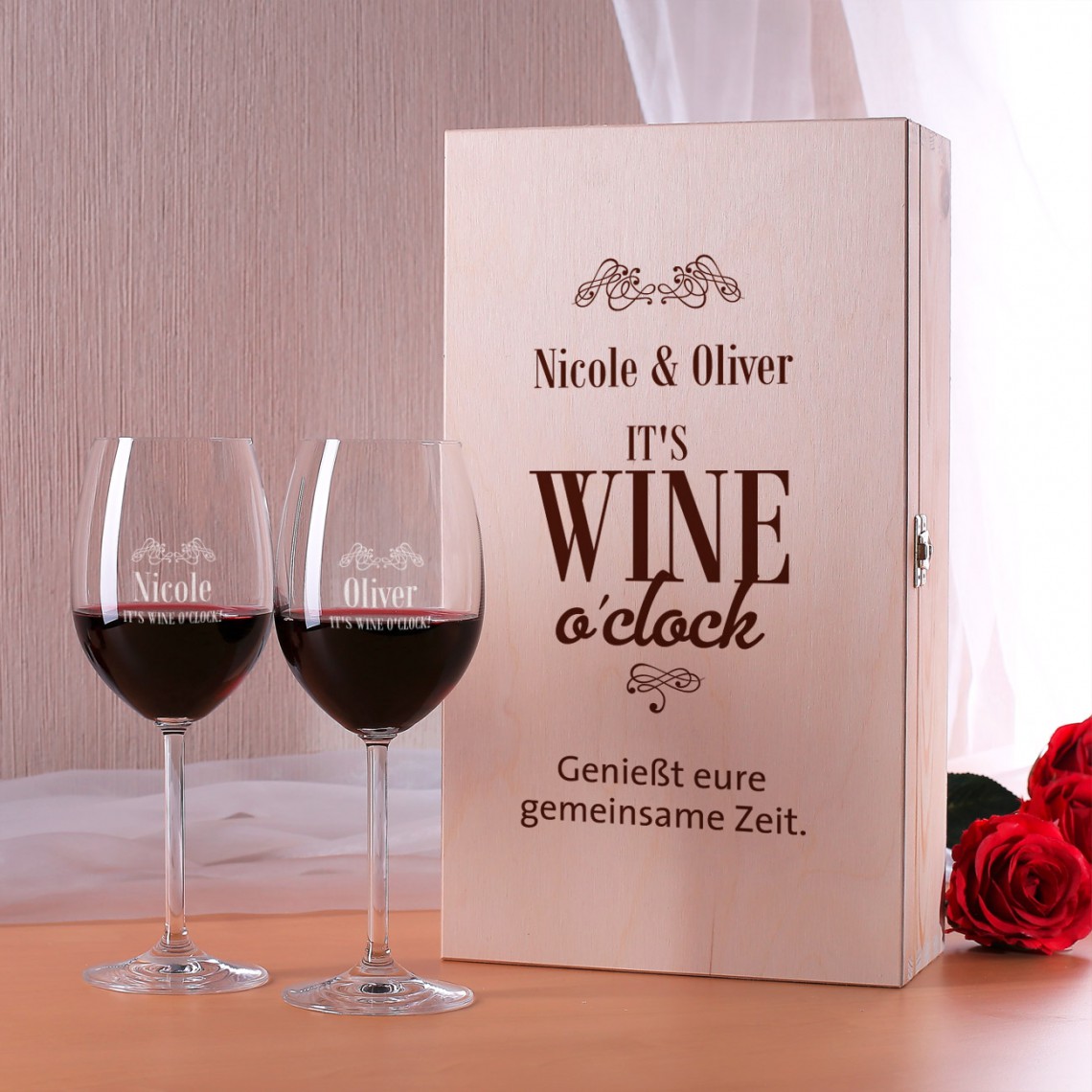 Holzbox wine o´clock